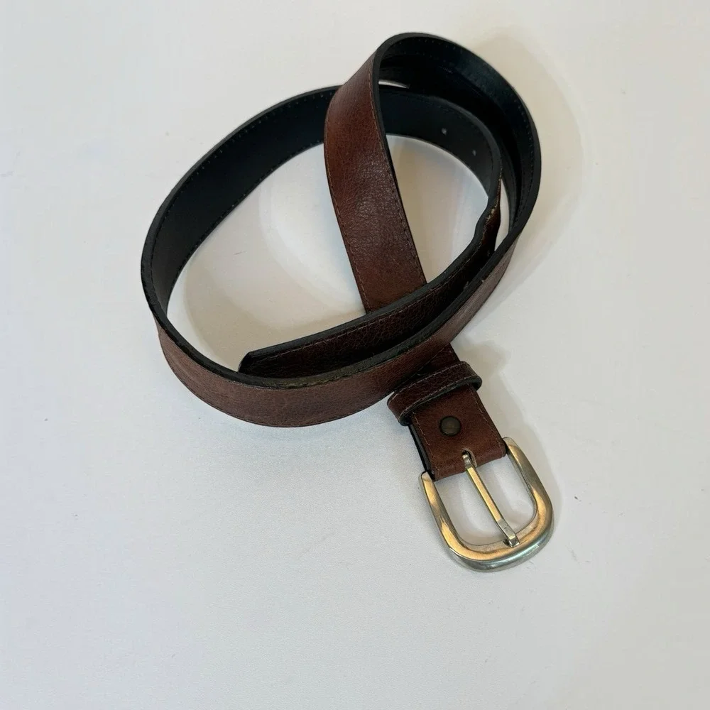 Atitlan Leather Brown Zip Money Belt With Interchangeable Buckle Mens Size 42